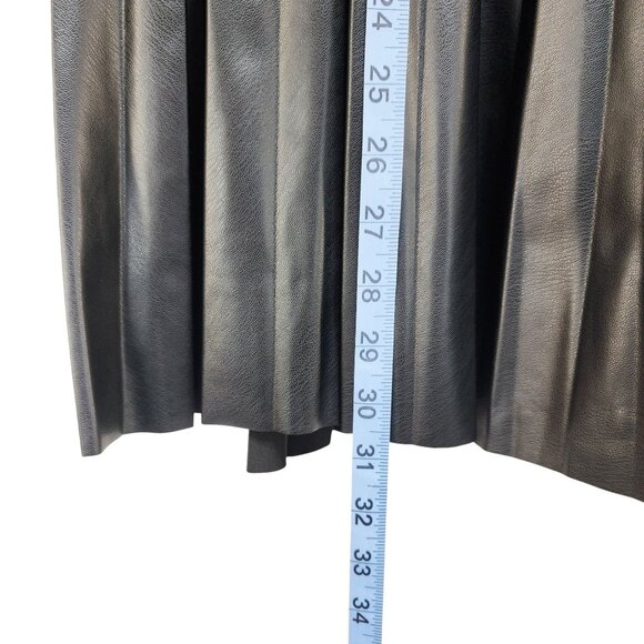 Max Studio London Black Pleated Faux Leather Midi Skirt Elastic Waist Size M - Picture 5 of 6